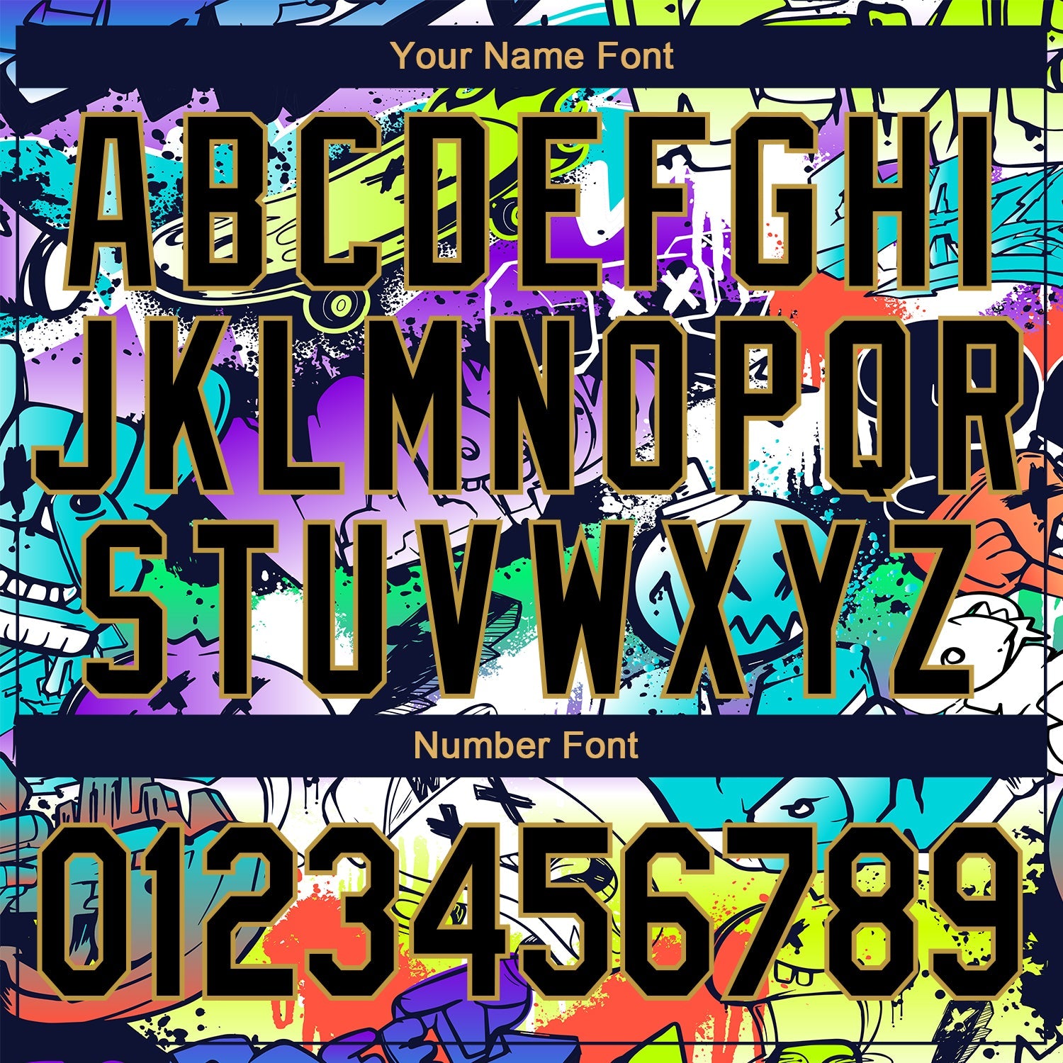 Custom Graffiti Pattern Black-Old Gold Grunge Urban Street Art 3D Bomber Full-Snap Varsity Letterman Jacket view 7
