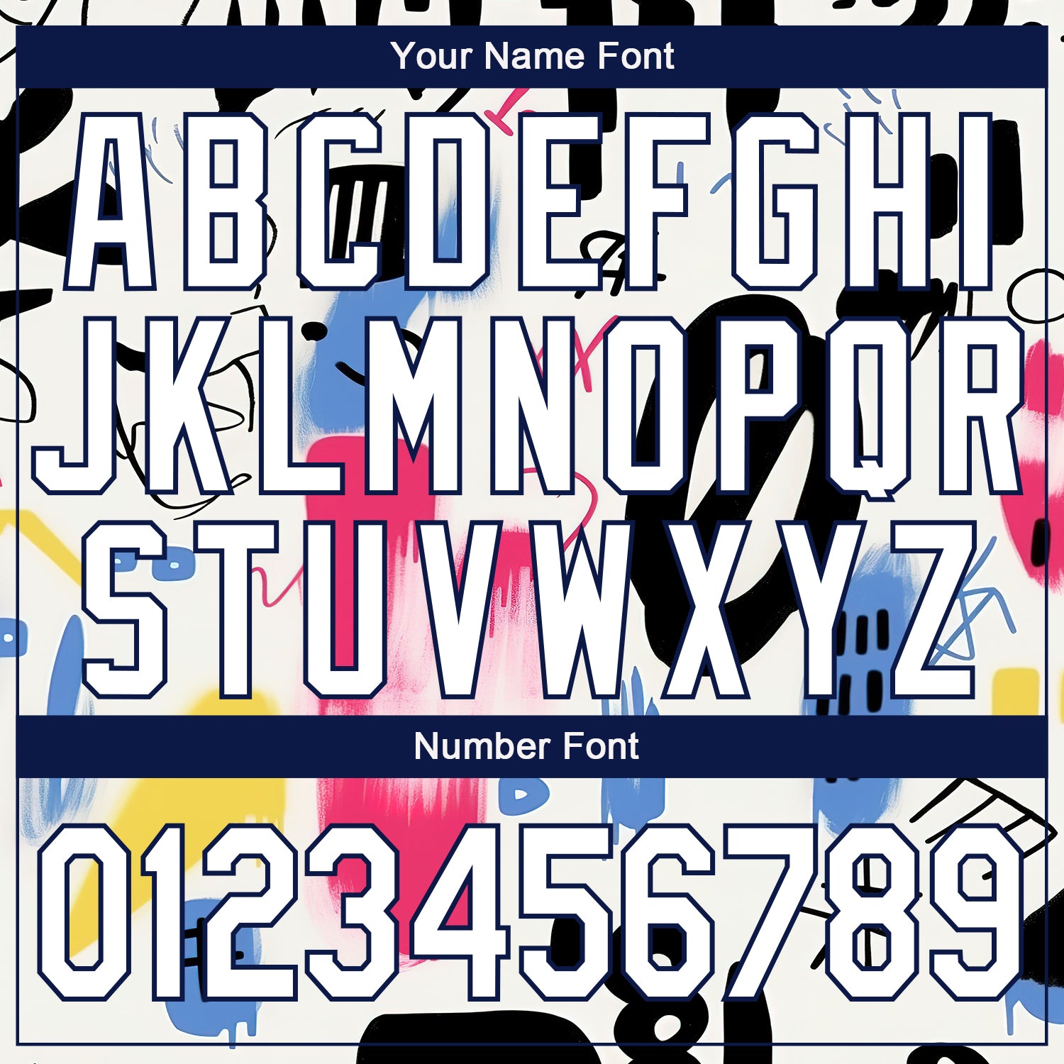 Custom Graffiti Pattern White-Royal Grunge Art 3D Bomber Full-Snap Varsity Letterman Jacket view 7
