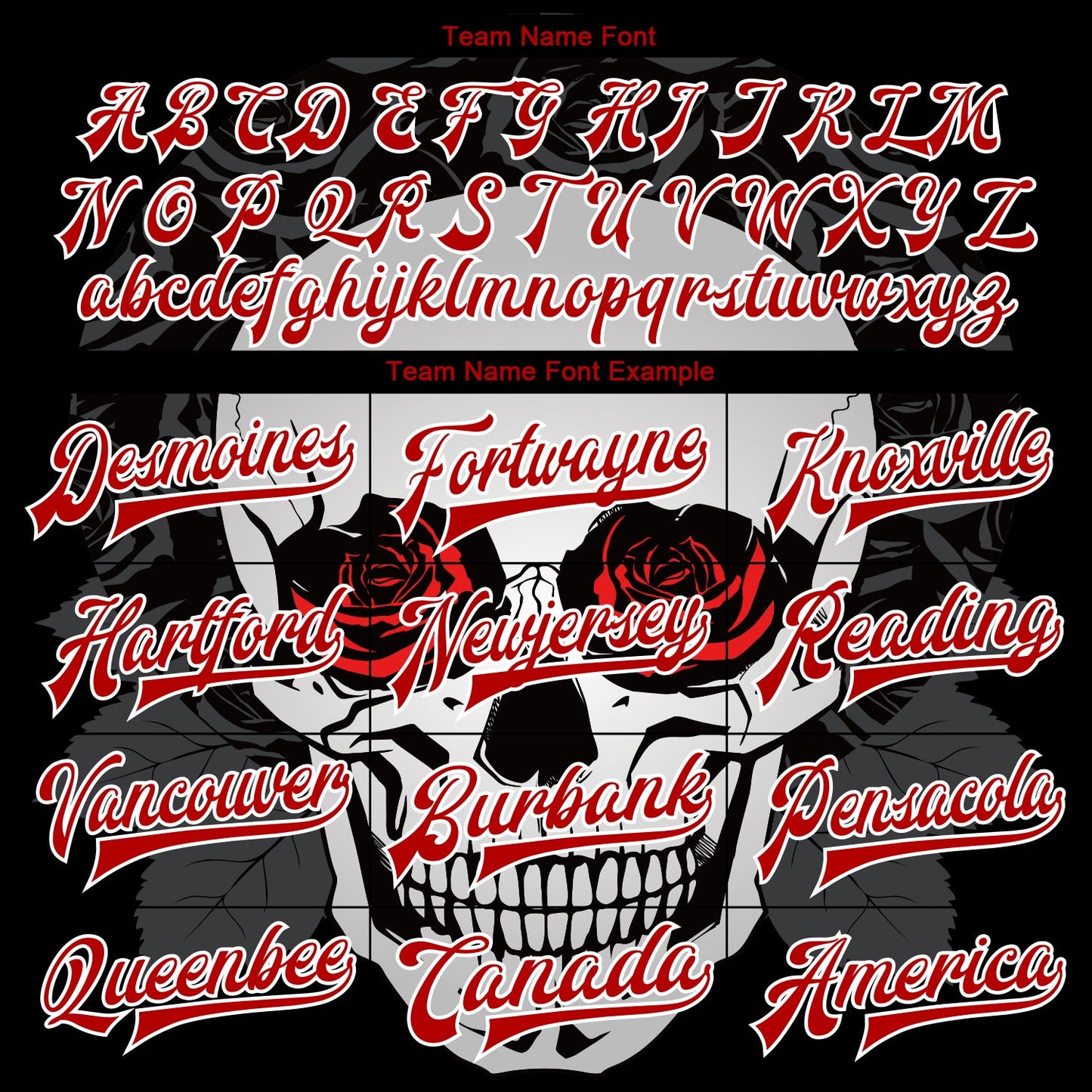 Custom Black Red-White Skull With Roses 3D Bomber Full-Snap Varsity Letterman Jacket view 6