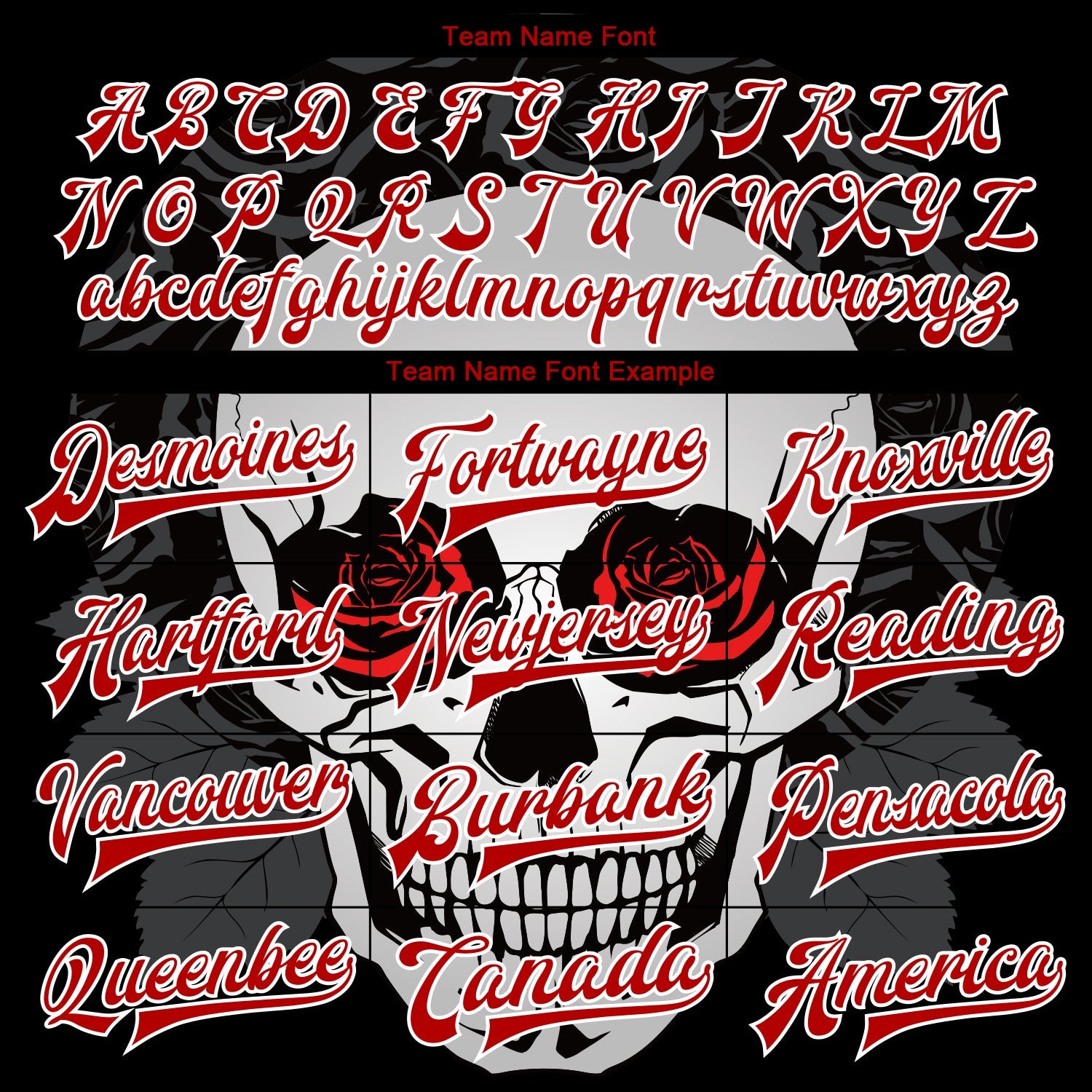 Custom Black Red-White Skull With Roses 3D Bomber Full-Snap Varsity Letterman Jacket view 6