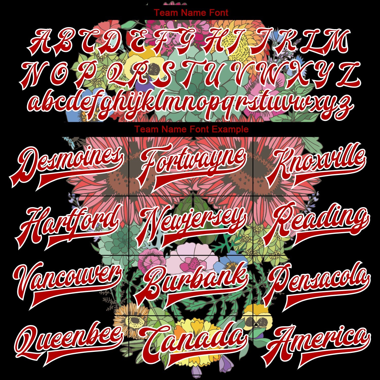 Custom Black Red-White Skull With Flowers 3D Bomber Full-Snap Varsity Letterman Jacket view 6