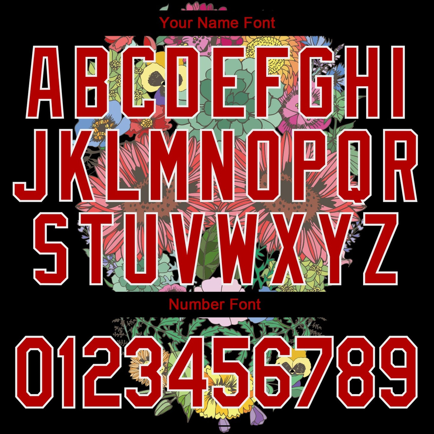 Custom Black Red-White Skull With Flowers 3D Bomber Full-Snap Varsity Letterman Jacket view 7