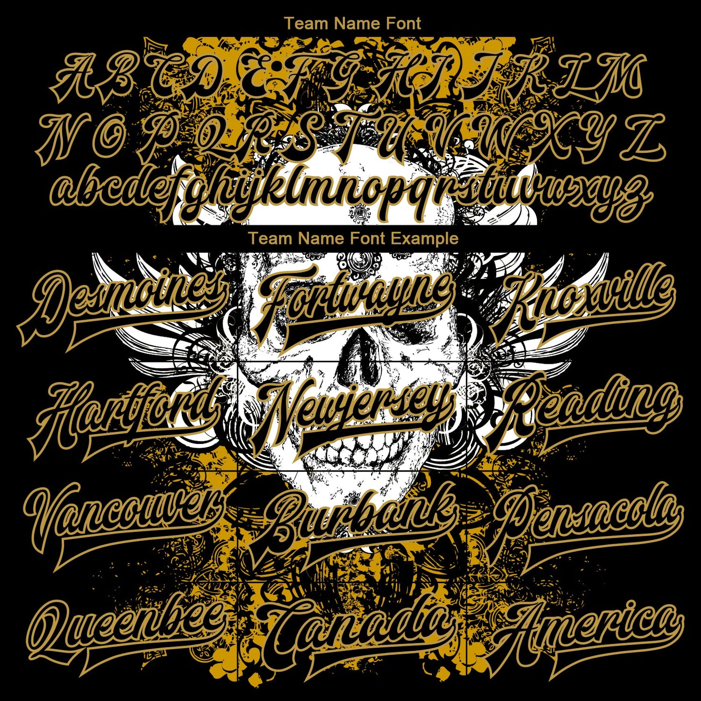 Custom Black Old Gold Skull With Wing 3D Bomber Full-Snap Varsity Letterman Jacket view 6
