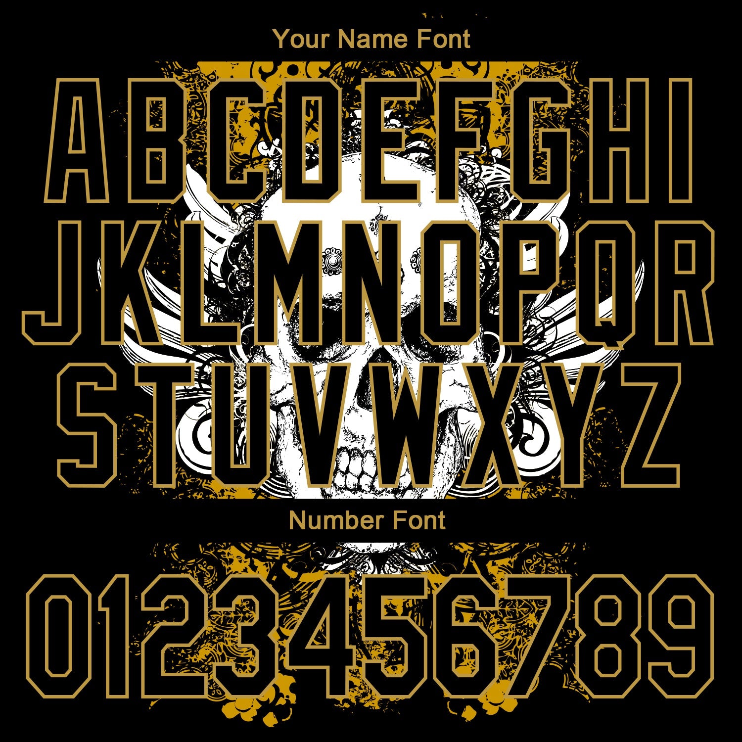 Custom Black Old Gold Skull With Wing 3D Bomber Full-Snap Varsity Letterman Jacket view 7