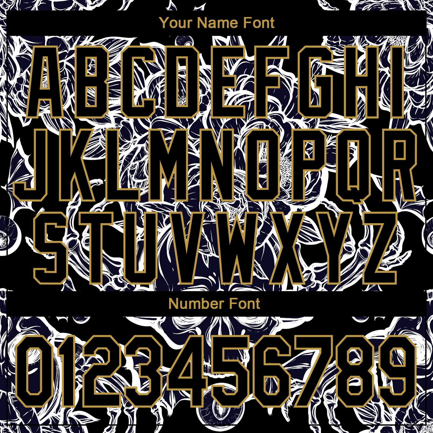 Custom Black Old Gold Skull With Peonies 3D Bomber Full-Snap Varsity Letterman Jacket view 7