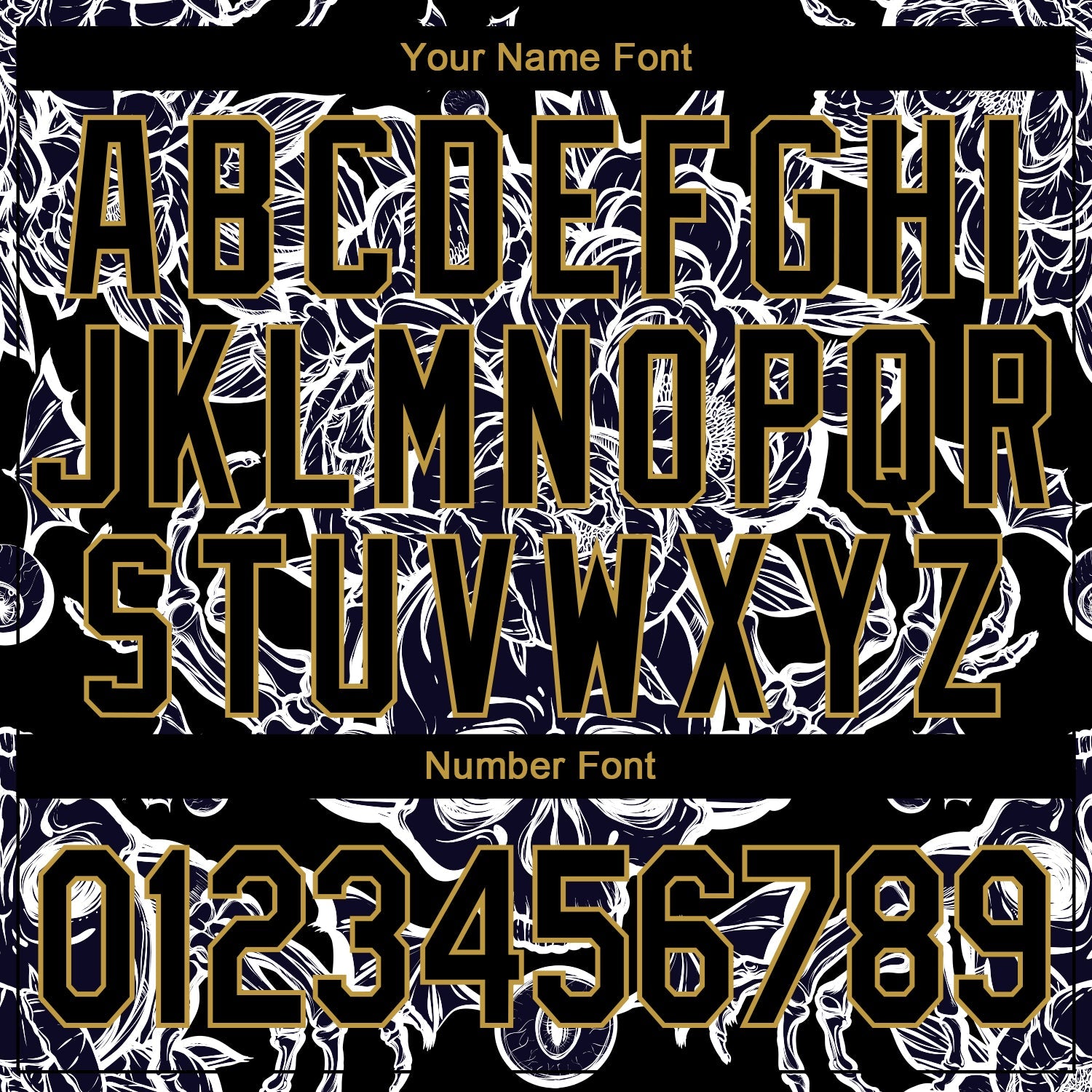 Custom Black Old Gold Skull With Peonies 3D Bomber Full-Snap Varsity Letterman Jacket view 7