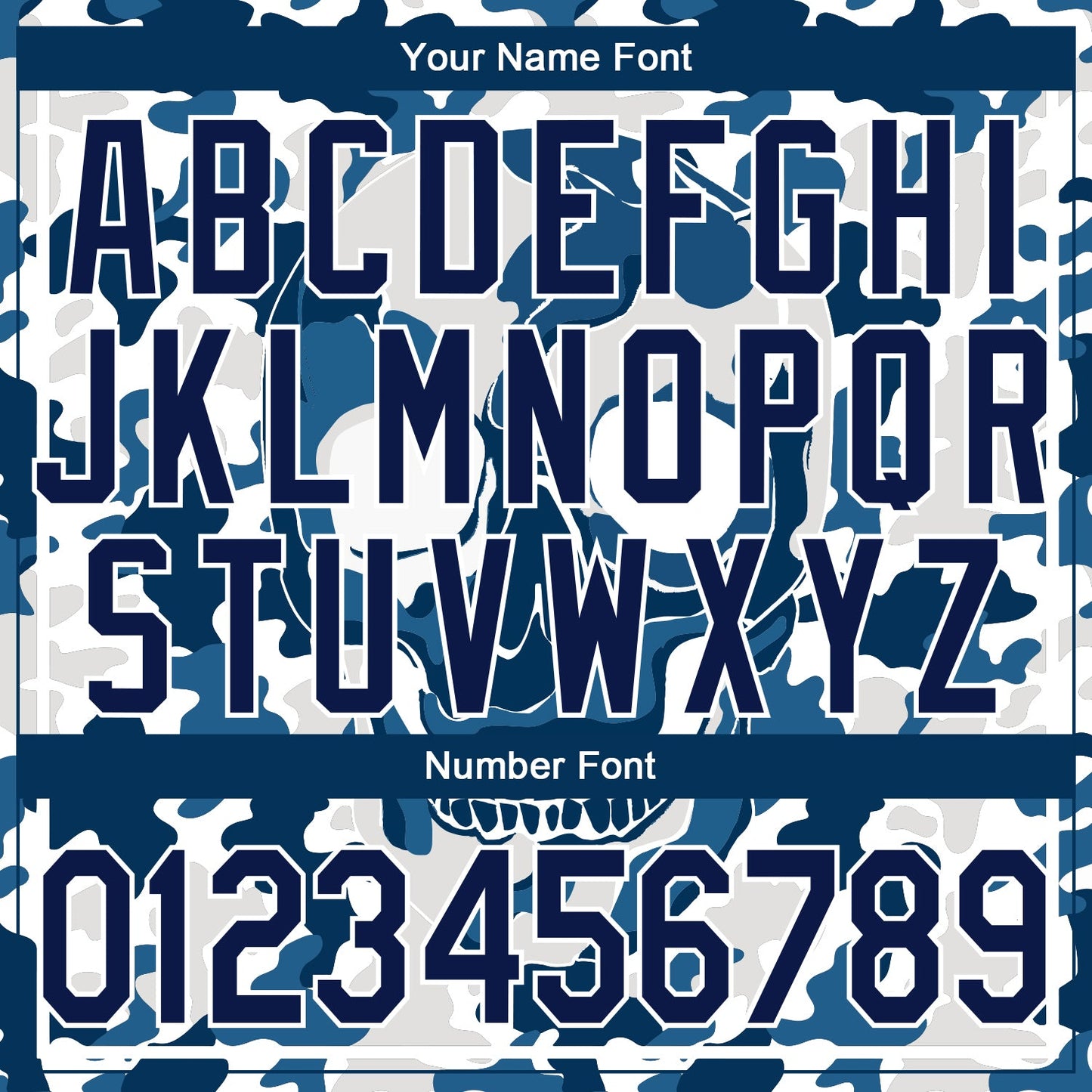 Custom Camo Navy-White Skull Fashion 3D Bomber Full-Snap Varsity Letterman Salute To Service Jacket view 7