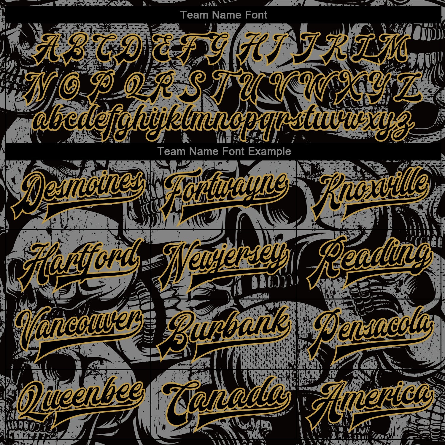 Custom Black Old Gold Skull Fashion 3D Bomber Full-Snap Varsity Letterman Jacket view 6