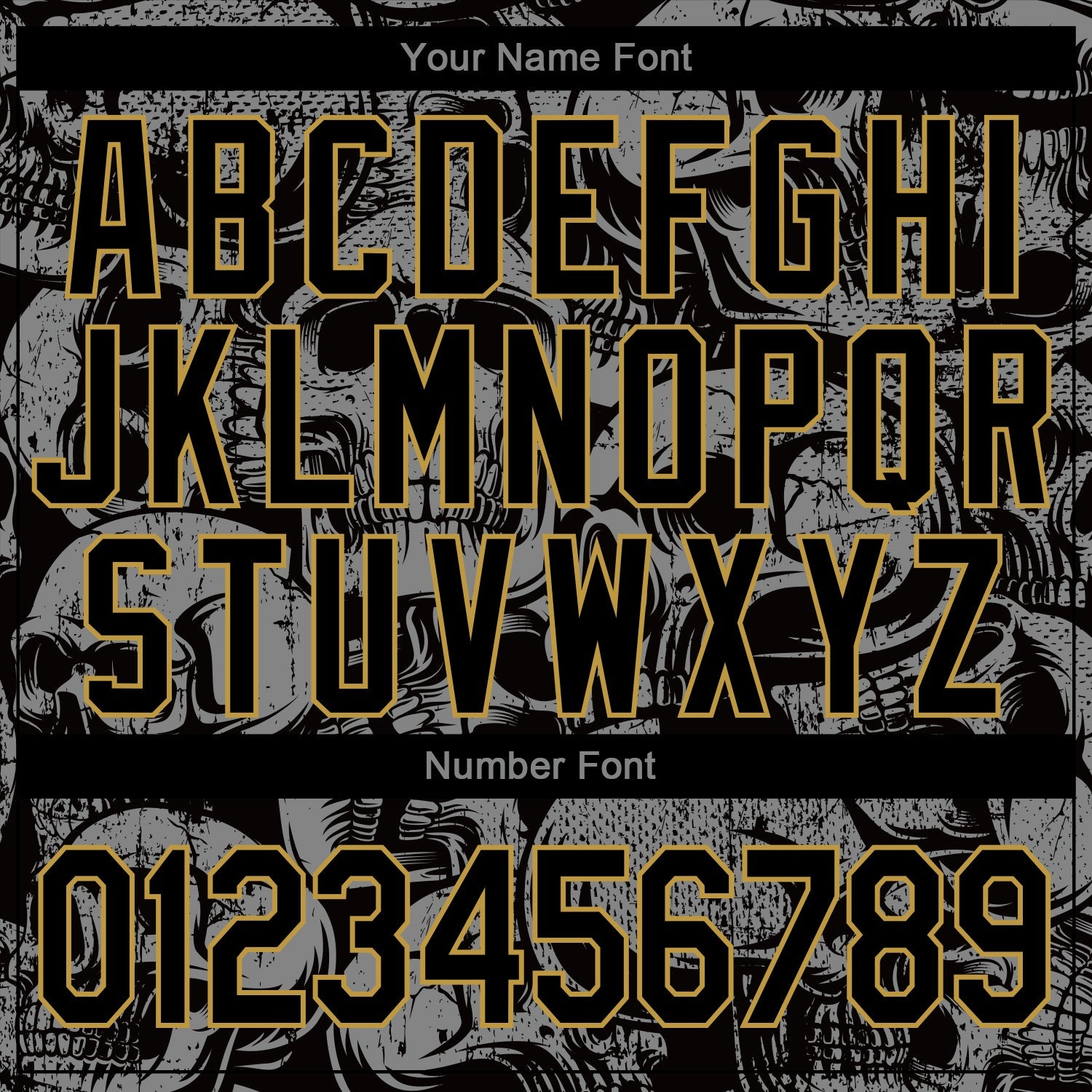 Custom Black Old Gold Skull Fashion 3D Bomber Full-Snap Varsity Letterman Jacket view 7