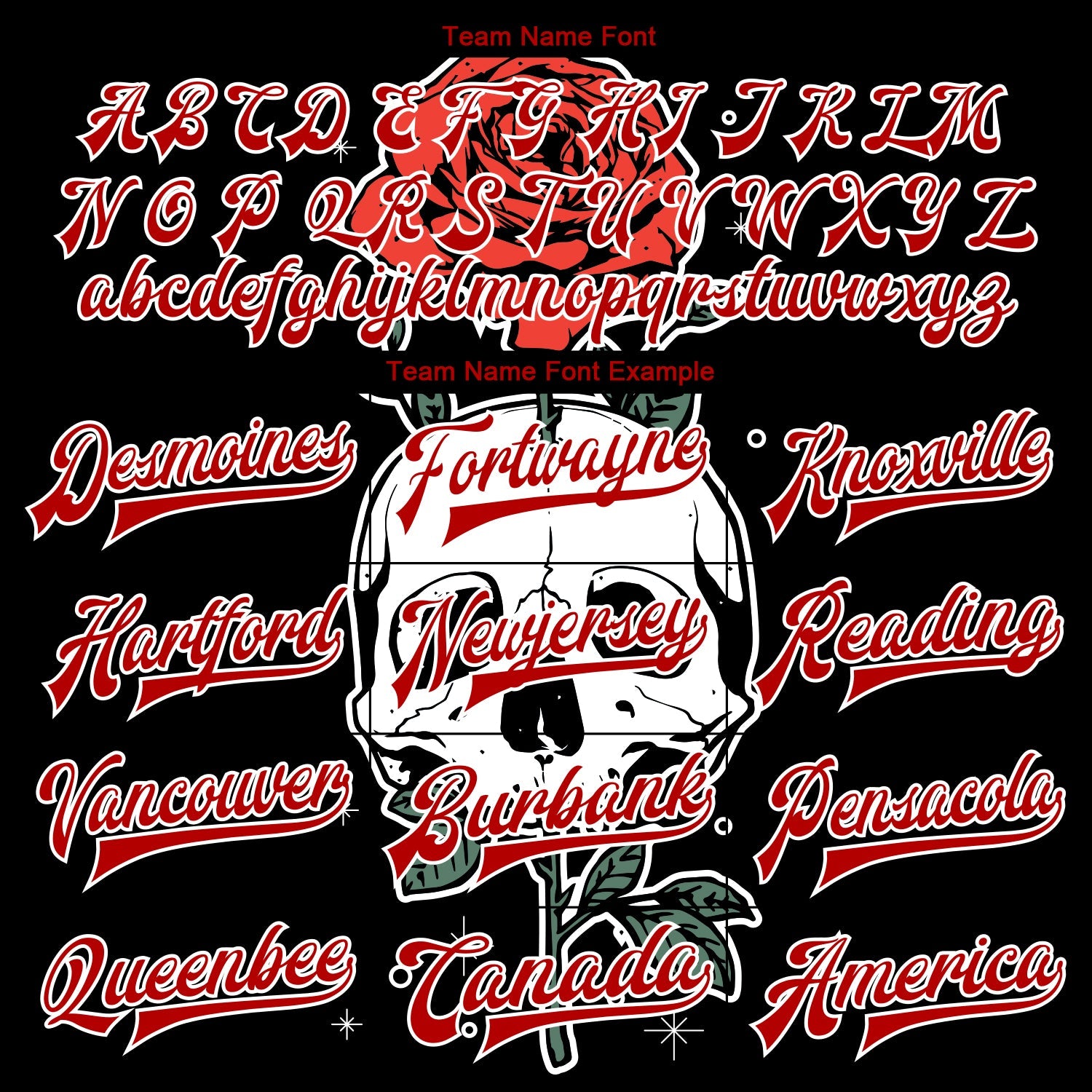Custom Black Red-White Skull With Flower 3D Bomber Full-Snap Varsity Letterman Jacket view 6