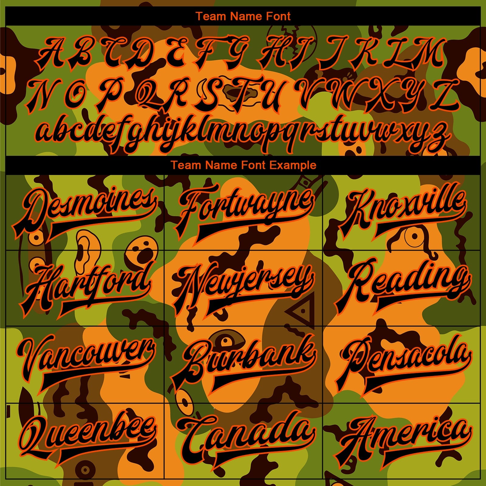 Custom Camo Black-Orange Funny Faces 3D Pattern Design Bomber Full-Snap Varsity Letterman Salute To Service Jacket view 6