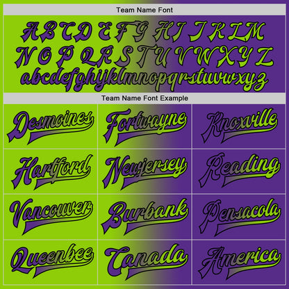 Custom Purple Neon Green-Black Bomber Full-Snap Varsity Letterman Gradient Fashion Jacket view 6