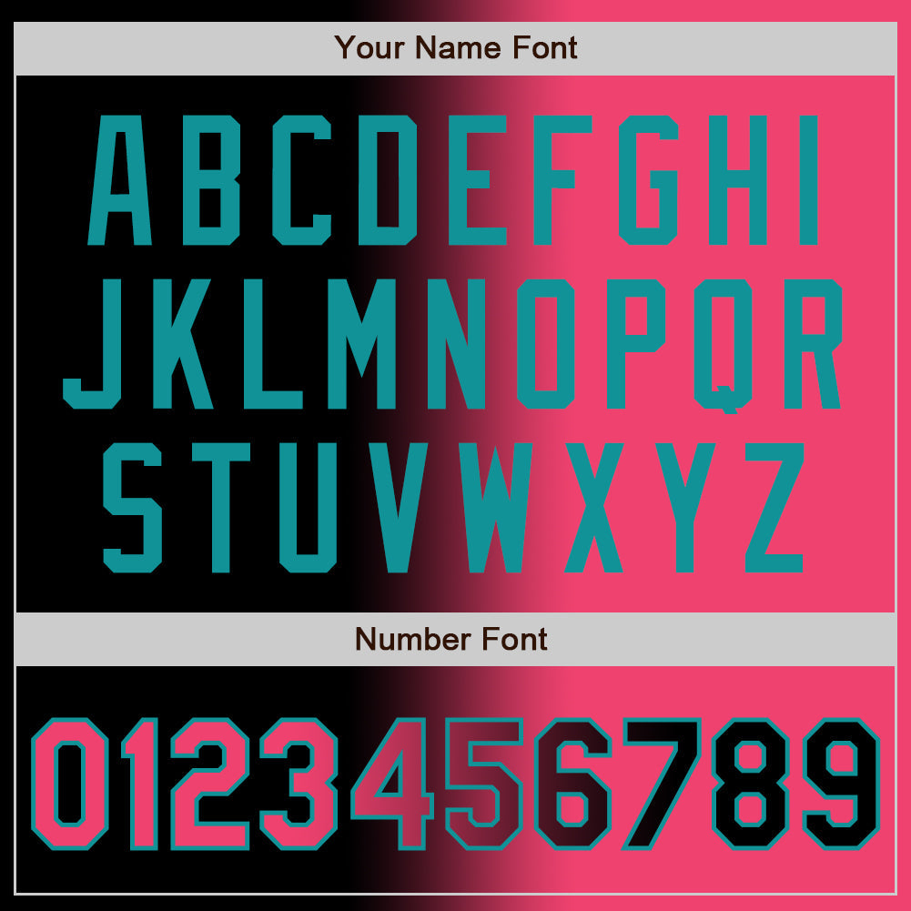 Custom Black Neon Pink-Teal Bomber Full-Snap Varsity Letterman Gradient Fashion Jacket view 7