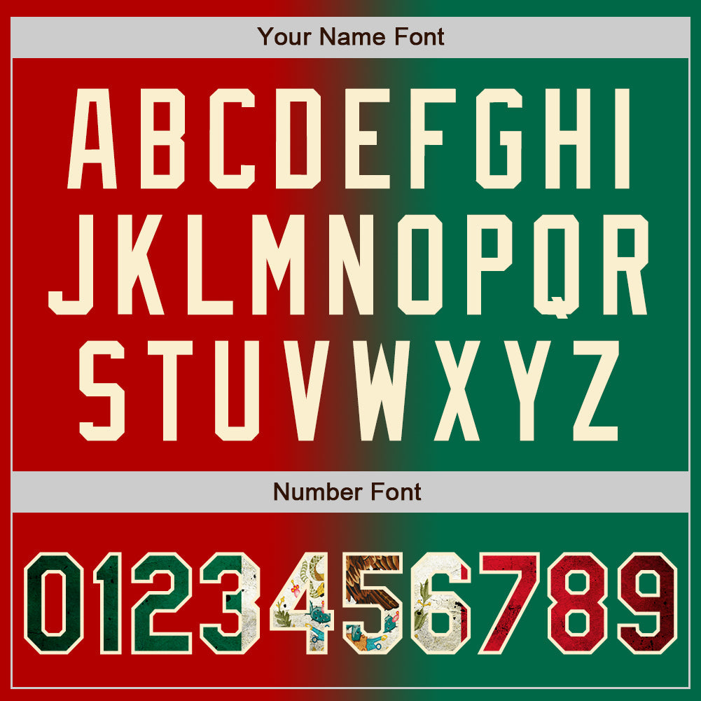 Custom Red Vintage Mexican Flag Kelly Green Cream-Black Bomber Full-Snap Varsity Letterman Gradient Fashion Jacket view 7