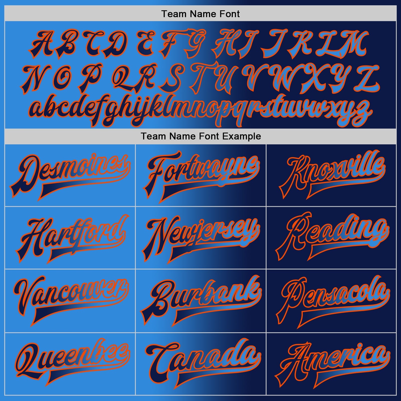 Custom Navy Powder Blue-Orange Bomber Full-Snap Varsity Letterman Gradient Fashion Jacket view 6