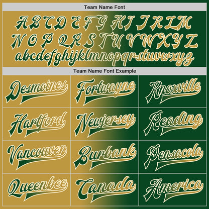Custom Green Old Gold-Cream Bomber Full-Snap Varsity Letterman Gradient Fashion Jacket view 6