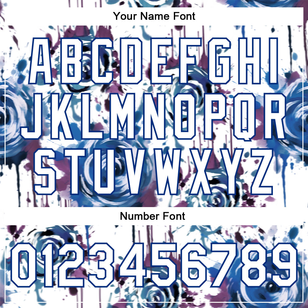 Custom White Royal Drip Painting Rose 3D Pattern Design Bomber Full-Snap Varsity Letterman Jacket view 7