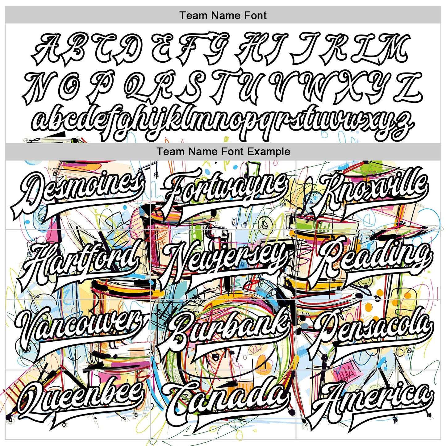 Custom White Black Graffiti Musical Instruments Music Festival 3D Pattern Design Bomber Full-Snap Varsity Letterman Jacket view 6