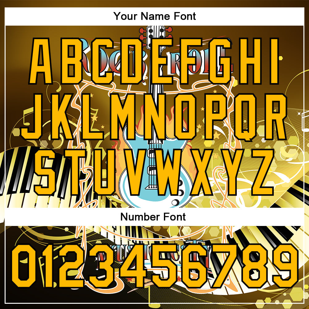 Custom Brown Gold-Black Piano Music Festival 3D Pattern Design Bomber Full-Snap Varsity Letterman Jacket view 7