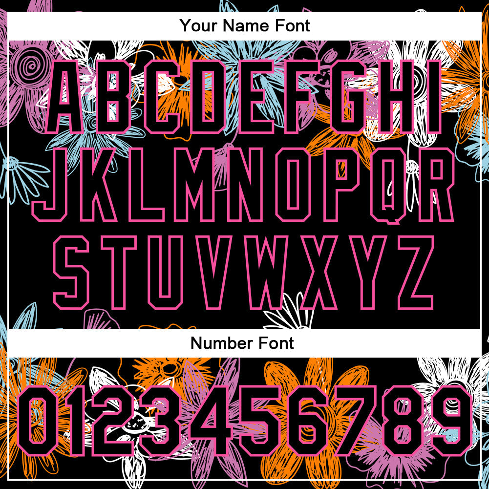 Custom Black Pink Flowers 3D Pattern Design Bomber Full-Snap Varsity Letterman Jacket view 7