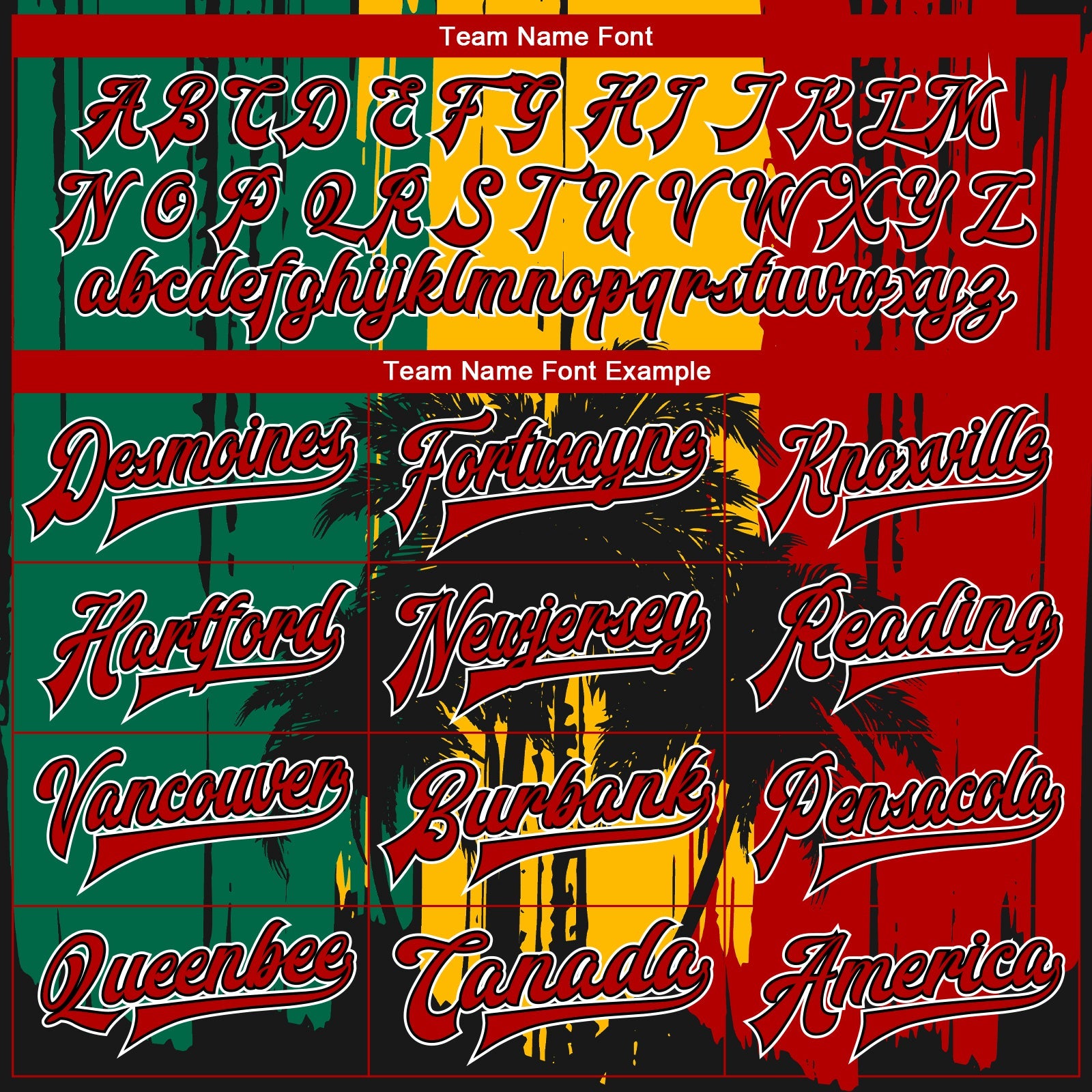 Custom Gold Red Black-Kelly Green Black History Month Hawaii Palm Trees 3D Bomber Full-Snap Varsity Letterman Jacket view 6