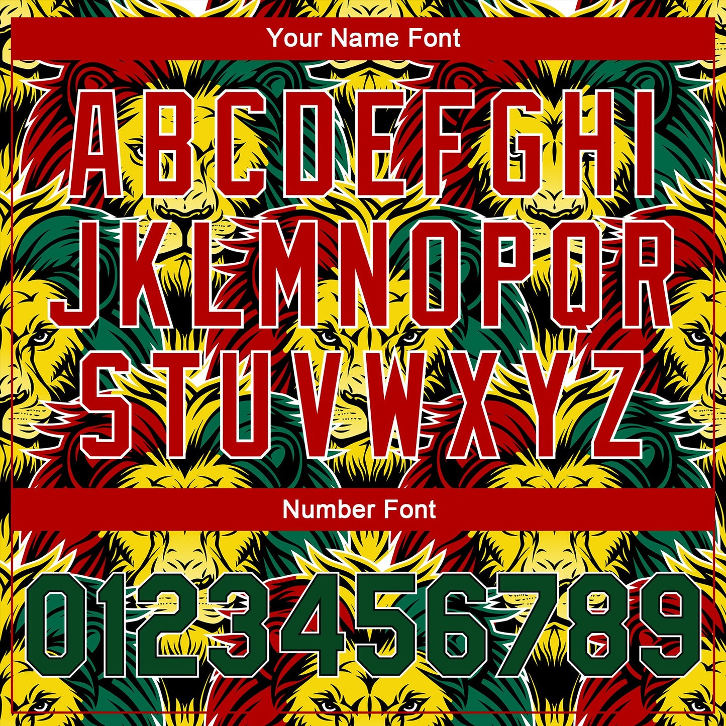 Custom Black Kelly Green Red-Gold Black History Month Lion 3D Pattern Design Bomber Full-Snap Varsity Letterman Jacket view 7