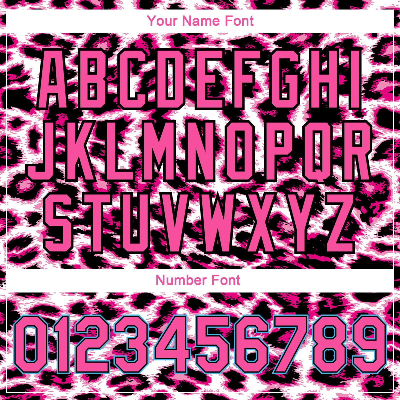 Custom Pink Sky Blue-Black Leopard Print 3D Pattern Design Bomber Full-Snap Varsity Letterman Jacket view 7