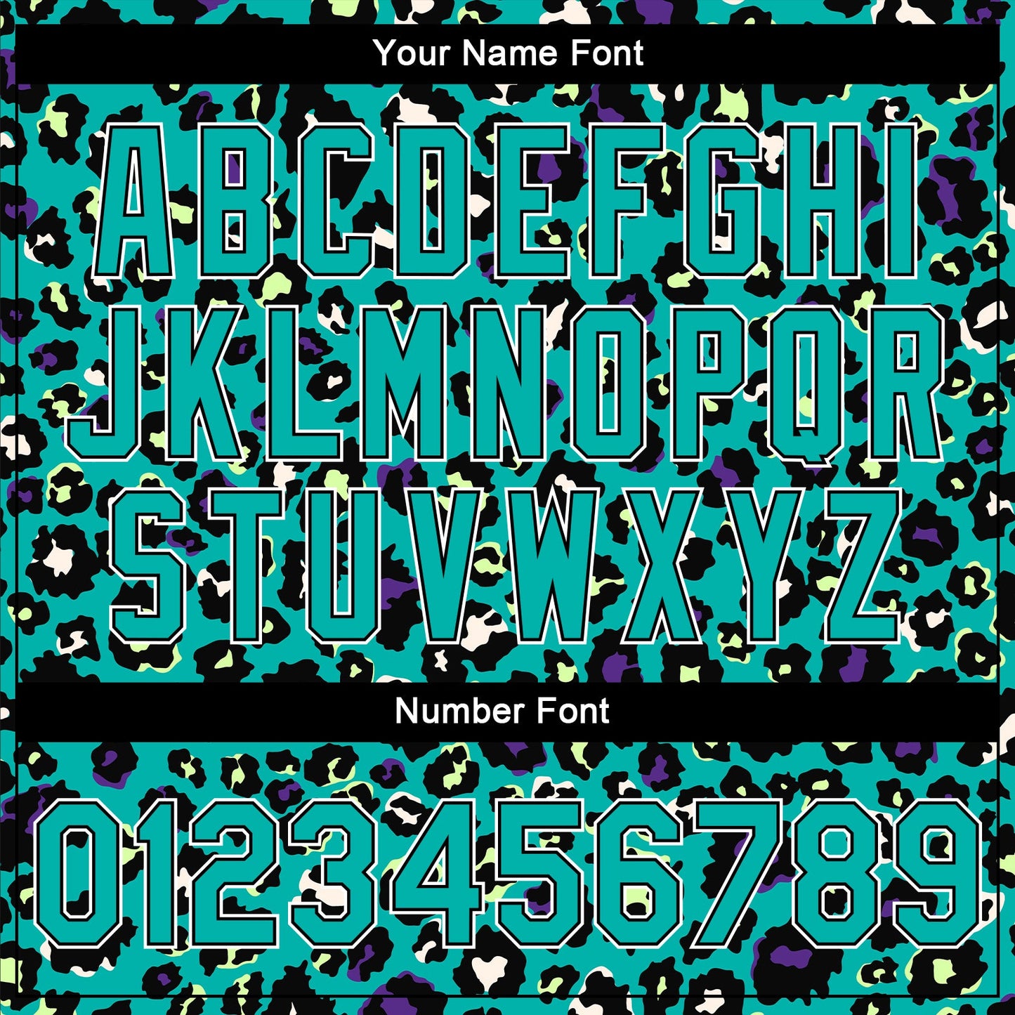 Custom Teal Black-White Leopard Print 3D Pattern Design Bomber Full-Snap Varsity Letterman Jacket view 7