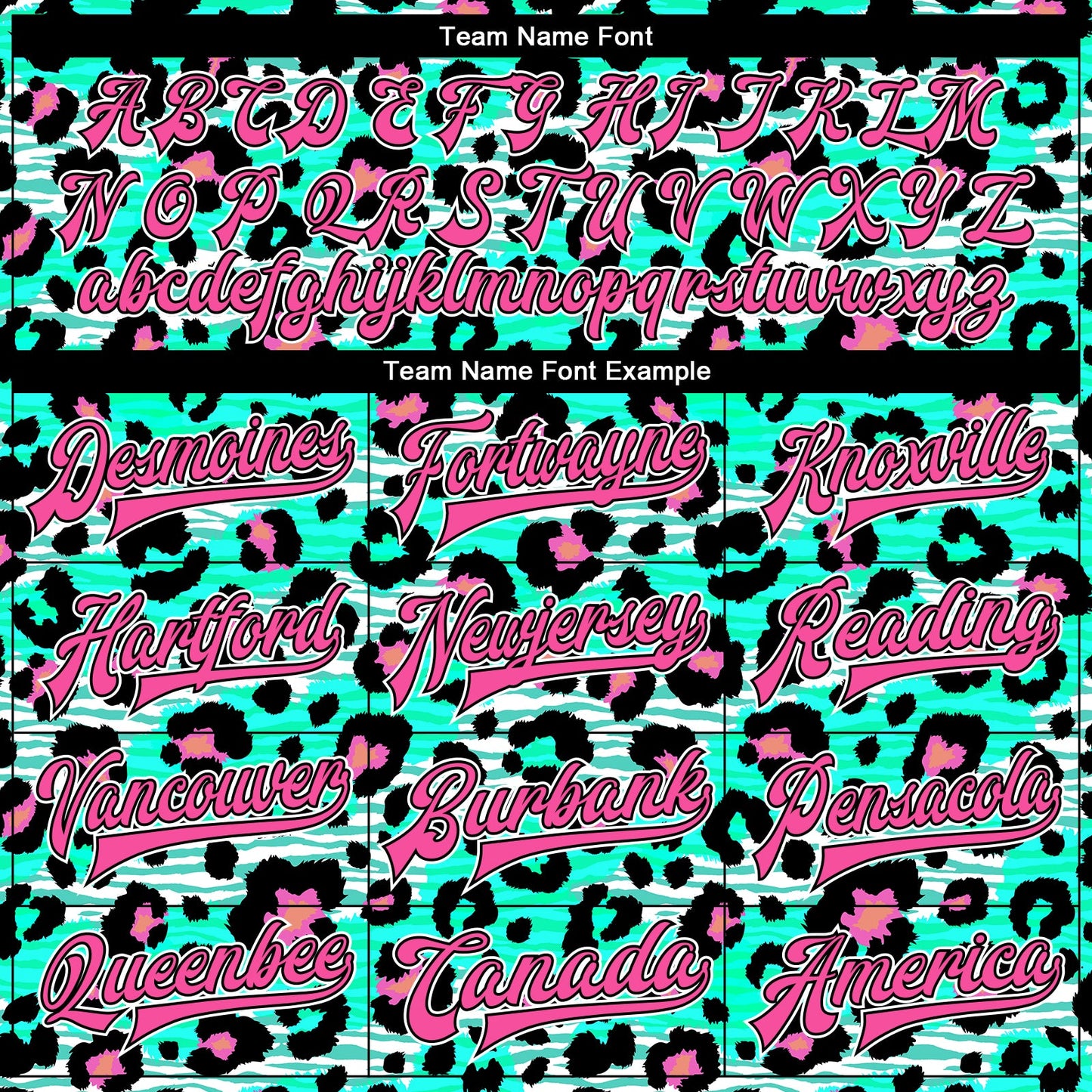 Custom Aqua Pink-Black Leopard Print 3D Pattern Design Bomber Full-Snap Varsity Letterman Jacket view 6