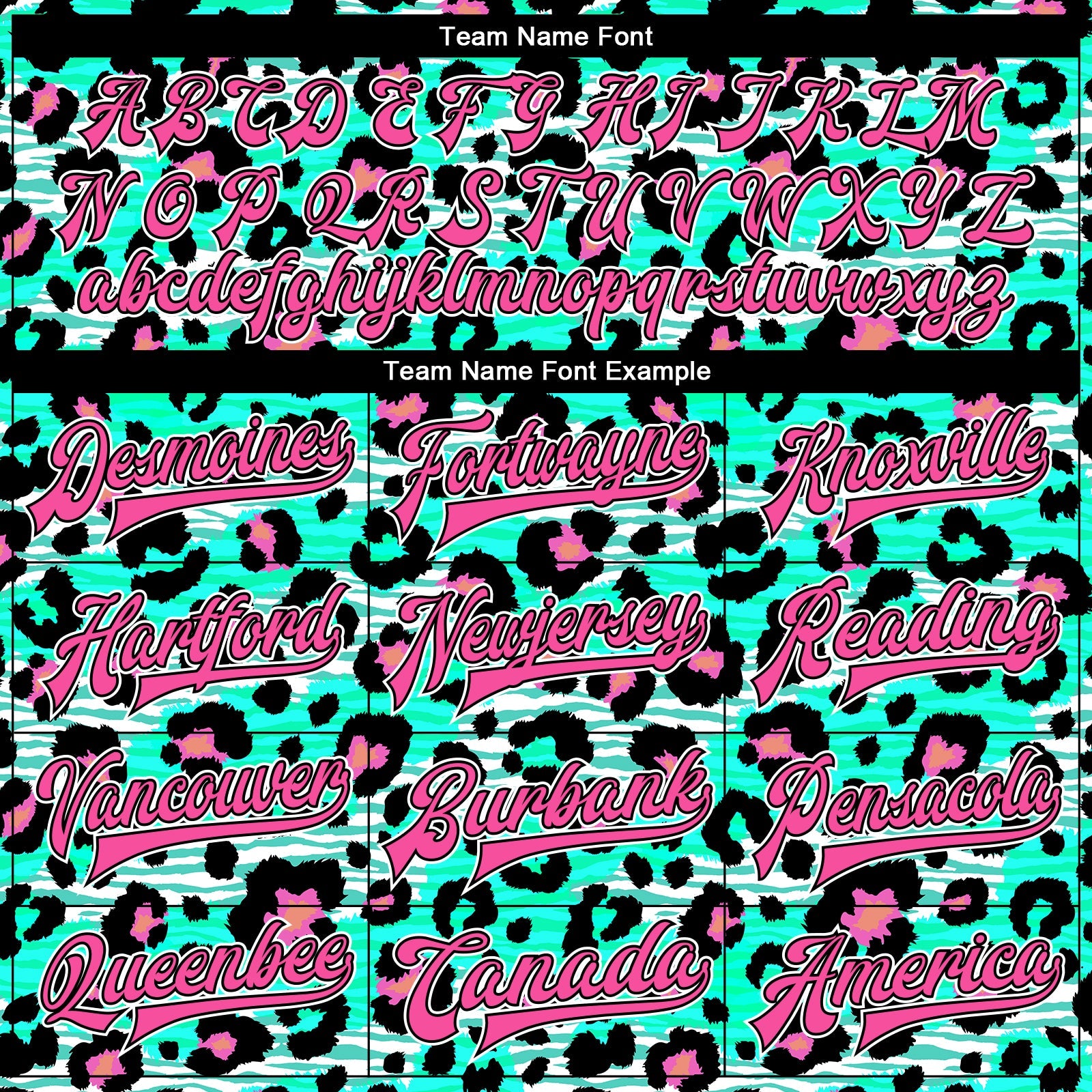 Custom Aqua Pink-Black Leopard Print 3D Pattern Design Bomber Full-Snap Varsity Letterman Jacket view 6