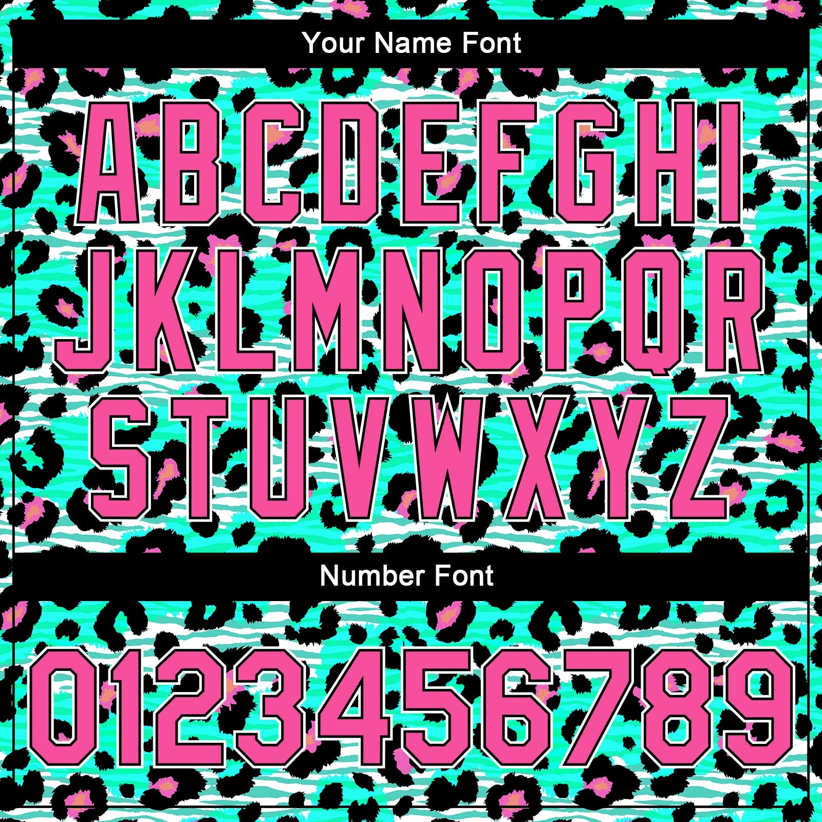 Custom Aqua Pink-Black Leopard Print 3D Pattern Design Bomber Full-Snap Varsity Letterman Jacket view 7