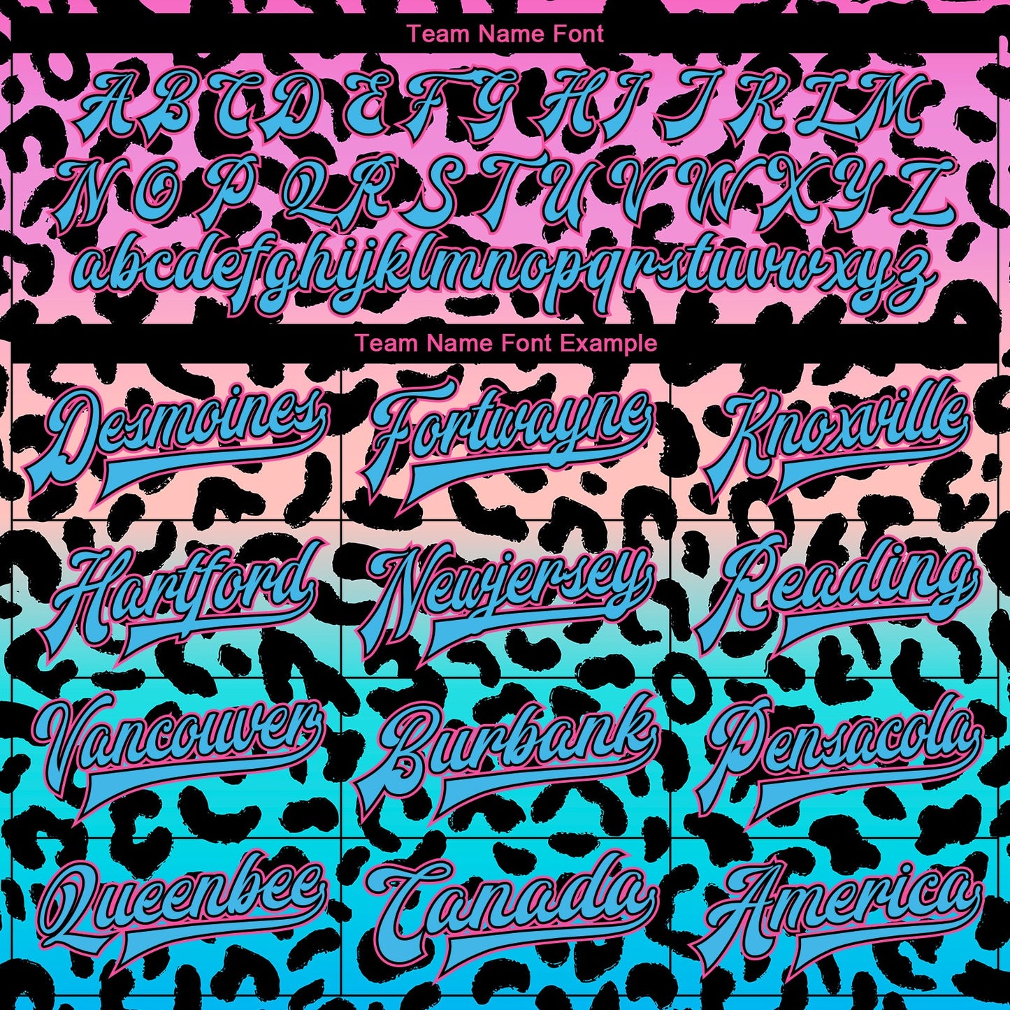 Custom Pink Sky Blue-Black Leopard Print 3D Pattern Design Bomber Full-Snap Varsity Letterman Jacket view 6