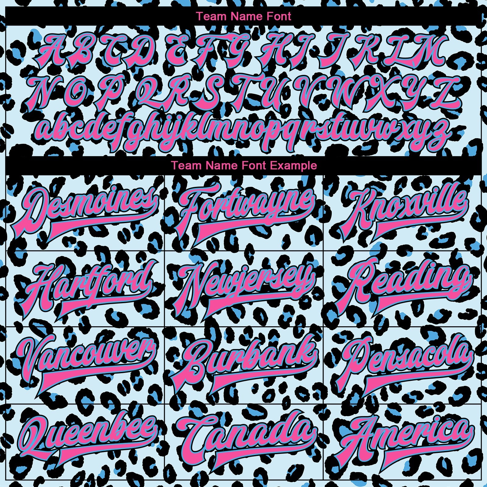 Custom Sky Blue Pink-Black Leopard Print 3D Pattern Design Bomber Full-Snap Varsity Letterman Jacket view 6