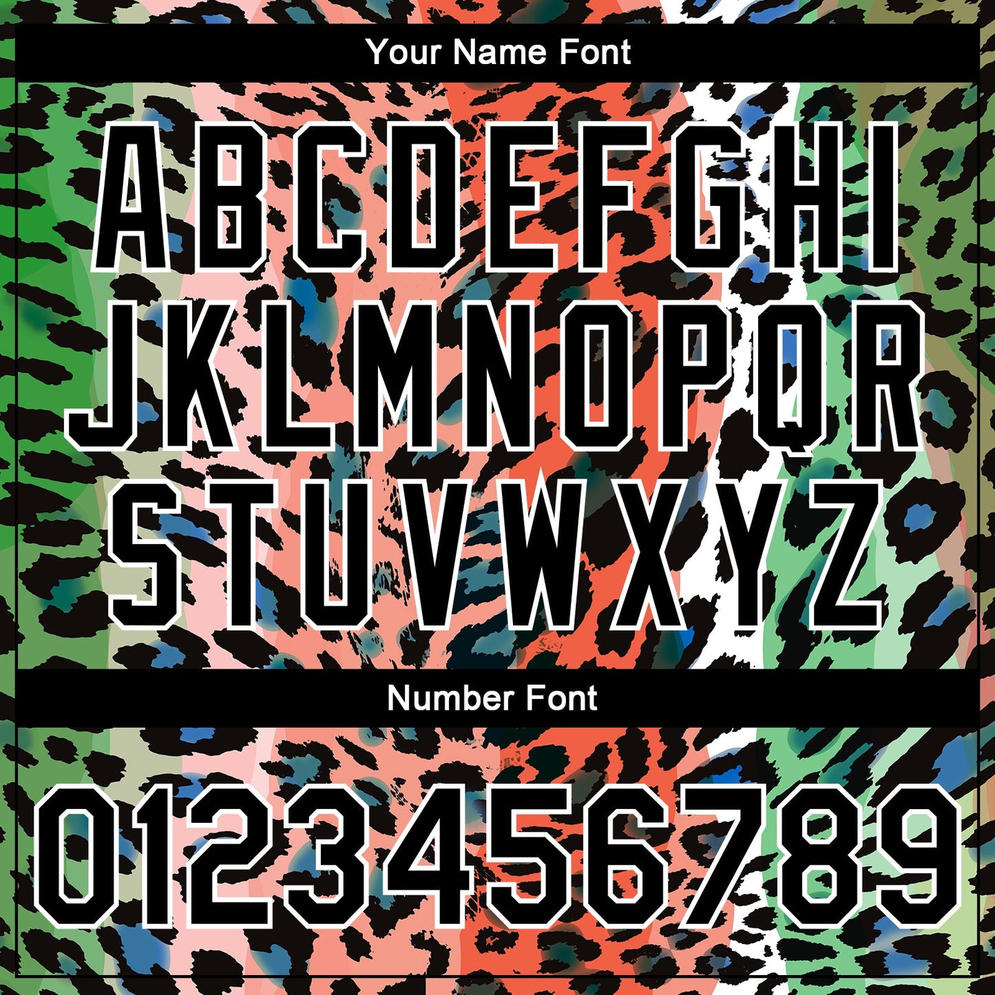 Custom Orange Black-White Leopard Print 3D Pattern Design Bomber Full-Snap Varsity Letterman Jacket view 7