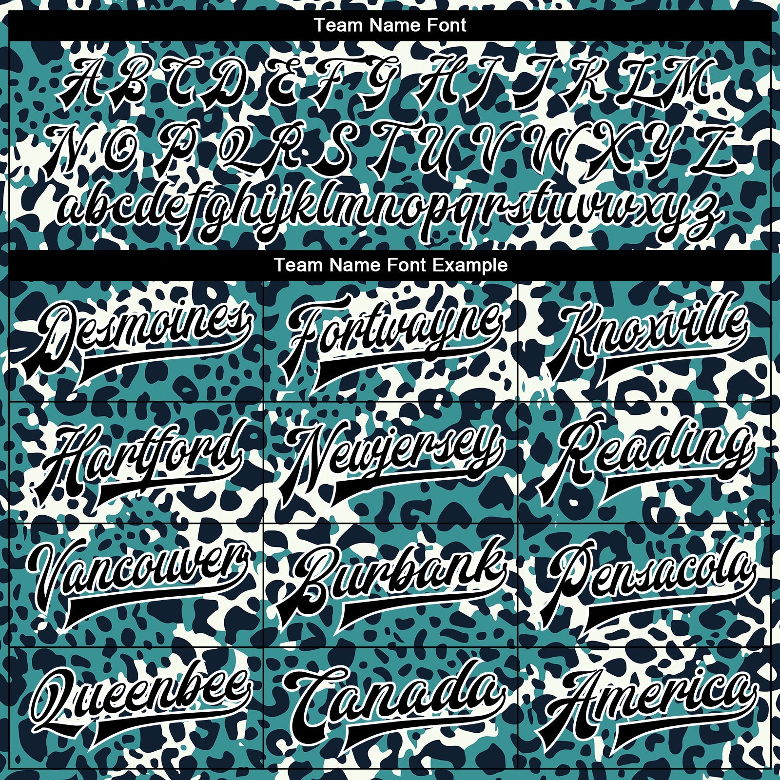 Custom Teal Black-White Leopard Print 3D Pattern Design Bomber Full-Snap Varsity Letterman Jacket view 6