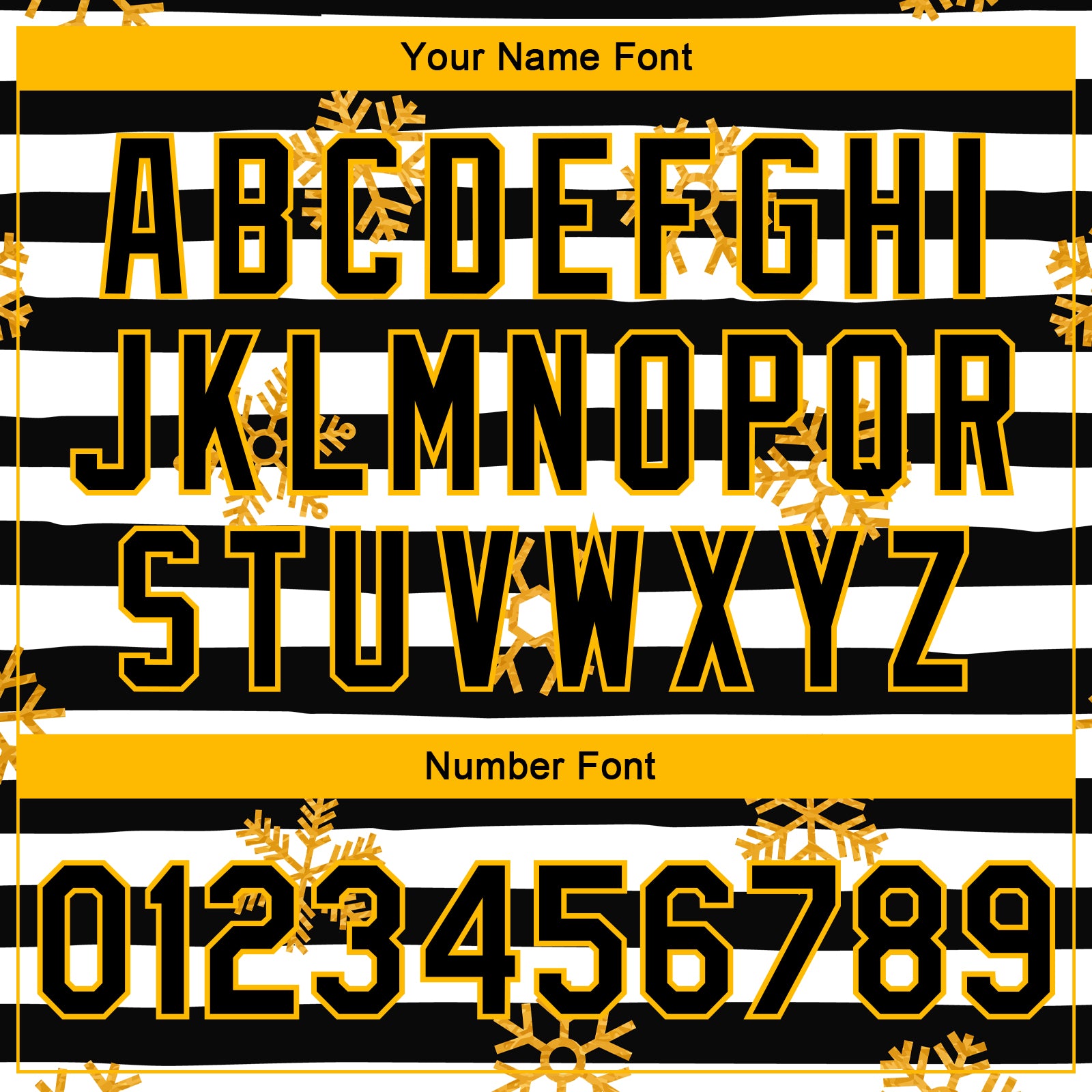 Custom Black Gold-White Christmas Gold Snowflakes 3D Bomber Full-Snap Varsity Letterman Jacket view 7