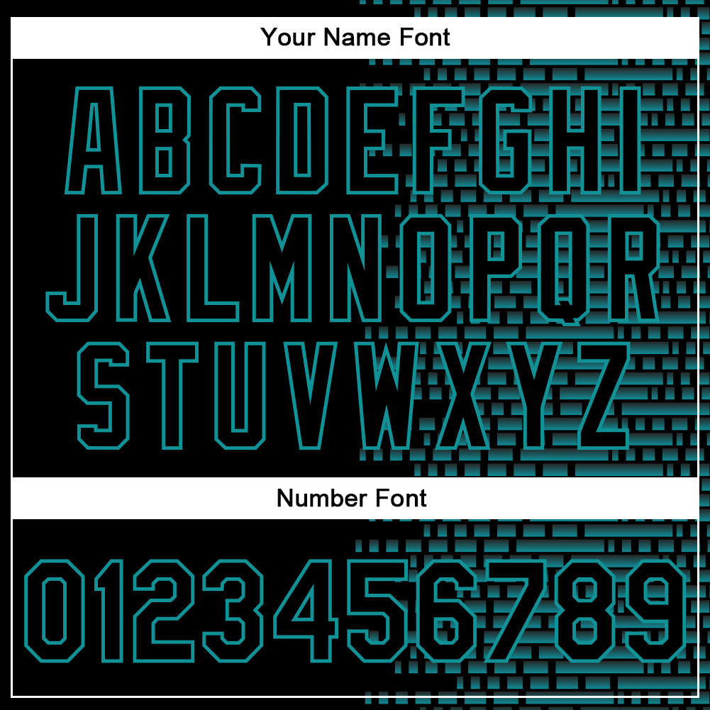 Custom Black Teal Halftone 3D Pattern Design Bomber Full-Snap Varsity Letterman Jacket view 7
