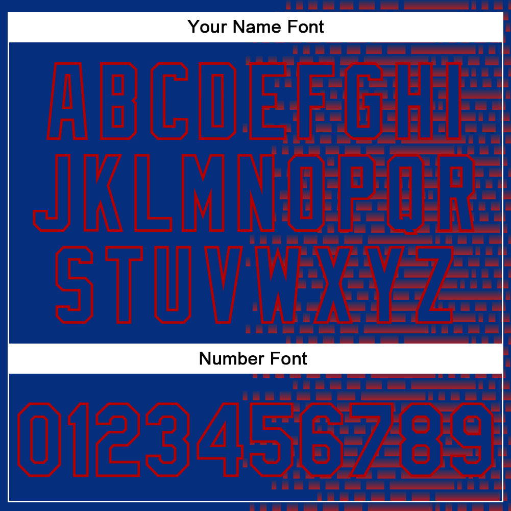 Custom Royal Red-White Halftone 3D Pattern Design Bomber Full-Snap Varsity Letterman Jacket view 7