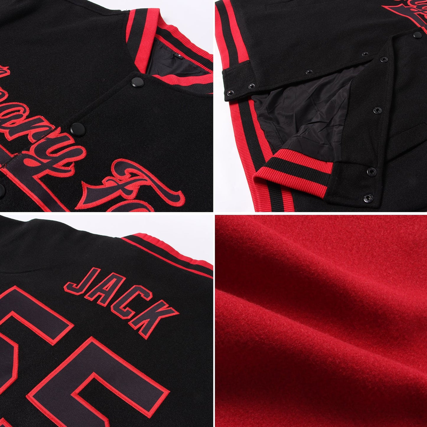 Custom Crimson Gold-White Bomber Full-Snap Varsity Letterman Two Tone Jacket view 4