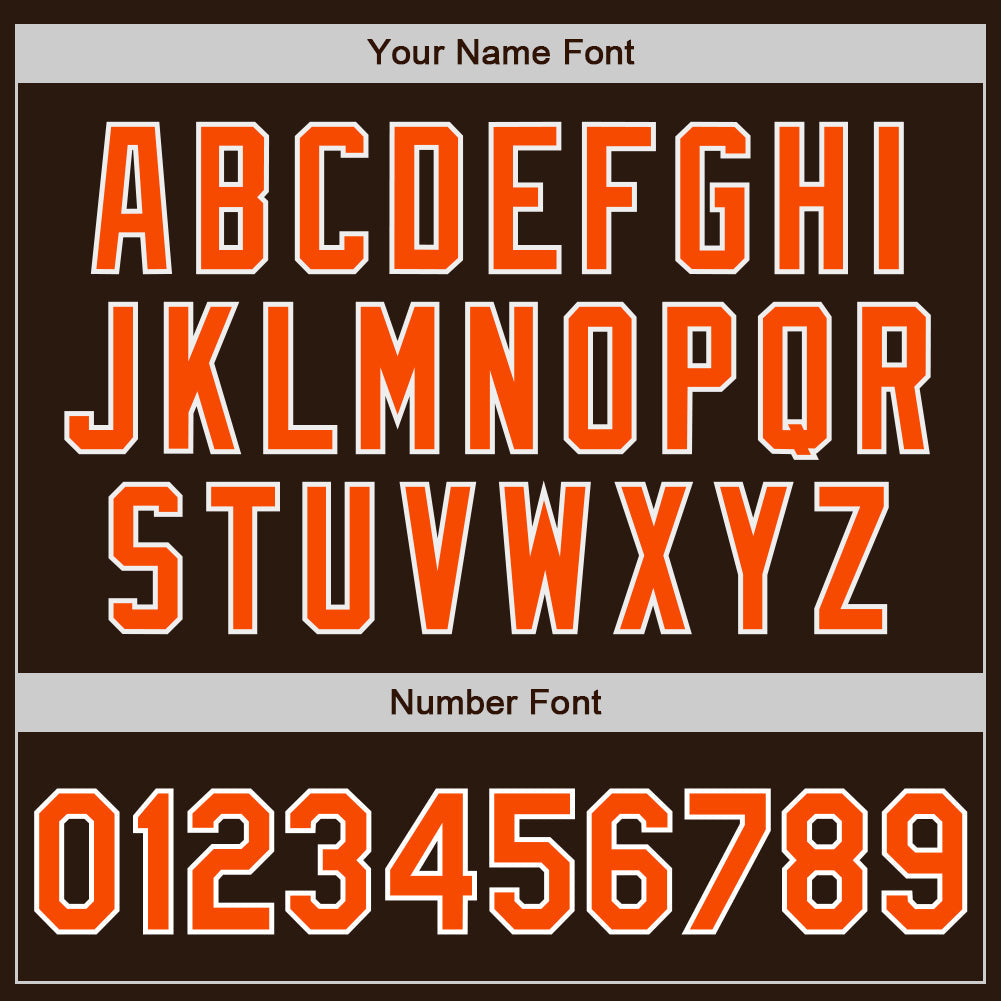 Custom Brown Orange-White Bomber Full-Snap Varsity Letterman Two Tone Jacket view 7