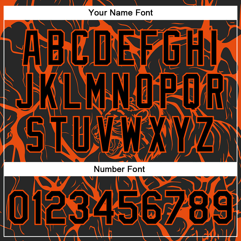 Custom Black Orange Abstract Network And Tiger 3D Pattern Design Bomber Full-Snap Varsity Letterman Jacket view 7