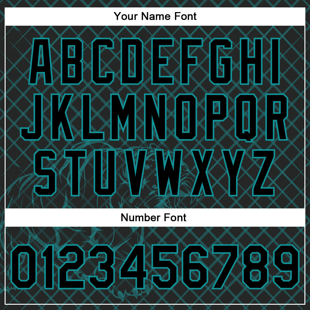 Custom Black Teal Check And Tiger 3D Pattern Design Bomber Full-Snap Varsity Letterman Jacket view 7