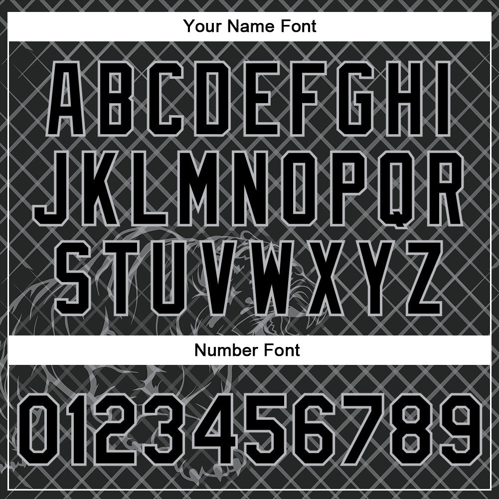 Custom Black Gray Check And Tiger 3D Pattern Design Bomber Full-Snap Varsity Letterman Jacket view 7
