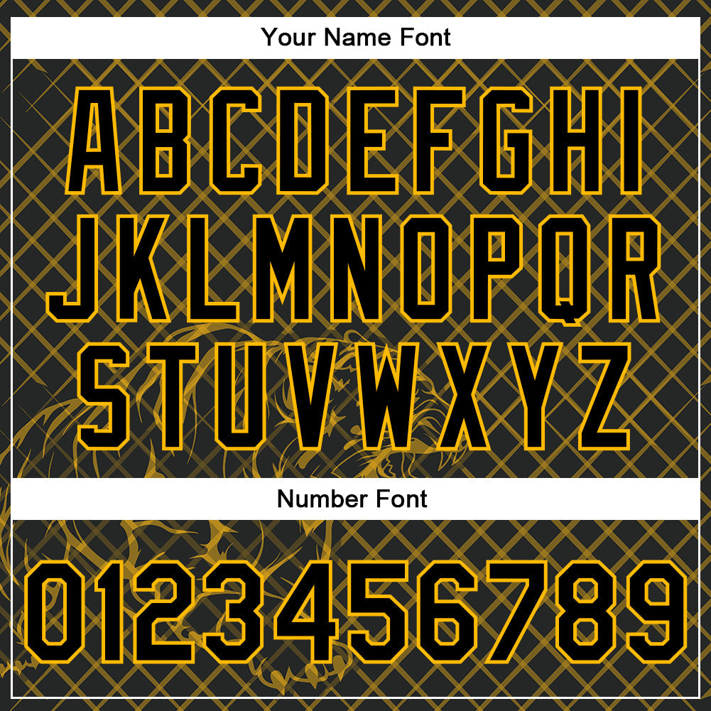 Custom Black Gold Check And Tiger 3D Pattern Design Bomber Full-Snap Varsity Letterman Jacket view 7
