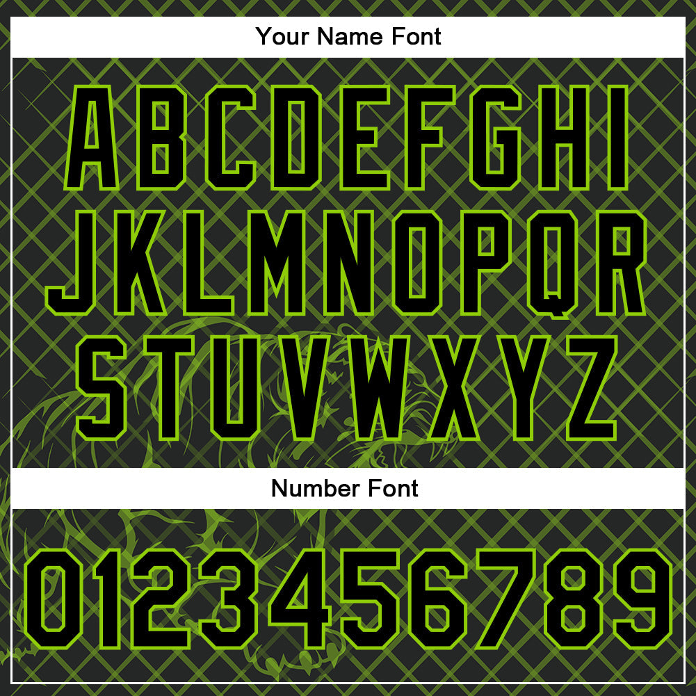 Custom Black Neon Green Check And Tiger 3D Pattern Design Bomber Full-Snap Varsity Letterman Jacket view 7