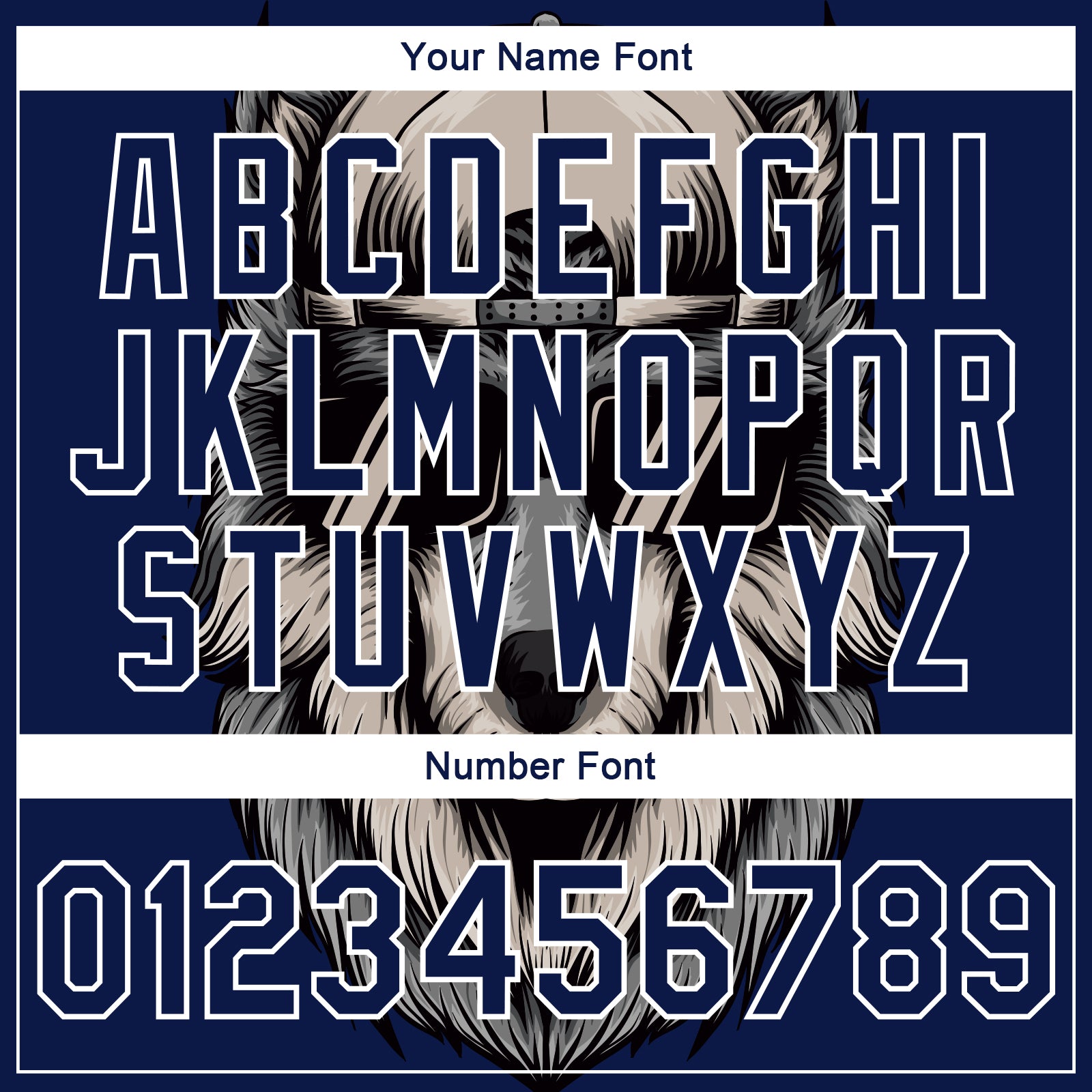 Custom Navy White-Gray Wolf 3D Pattern Design Bomber Full-Snap Varsity Letterman Jacket view 7