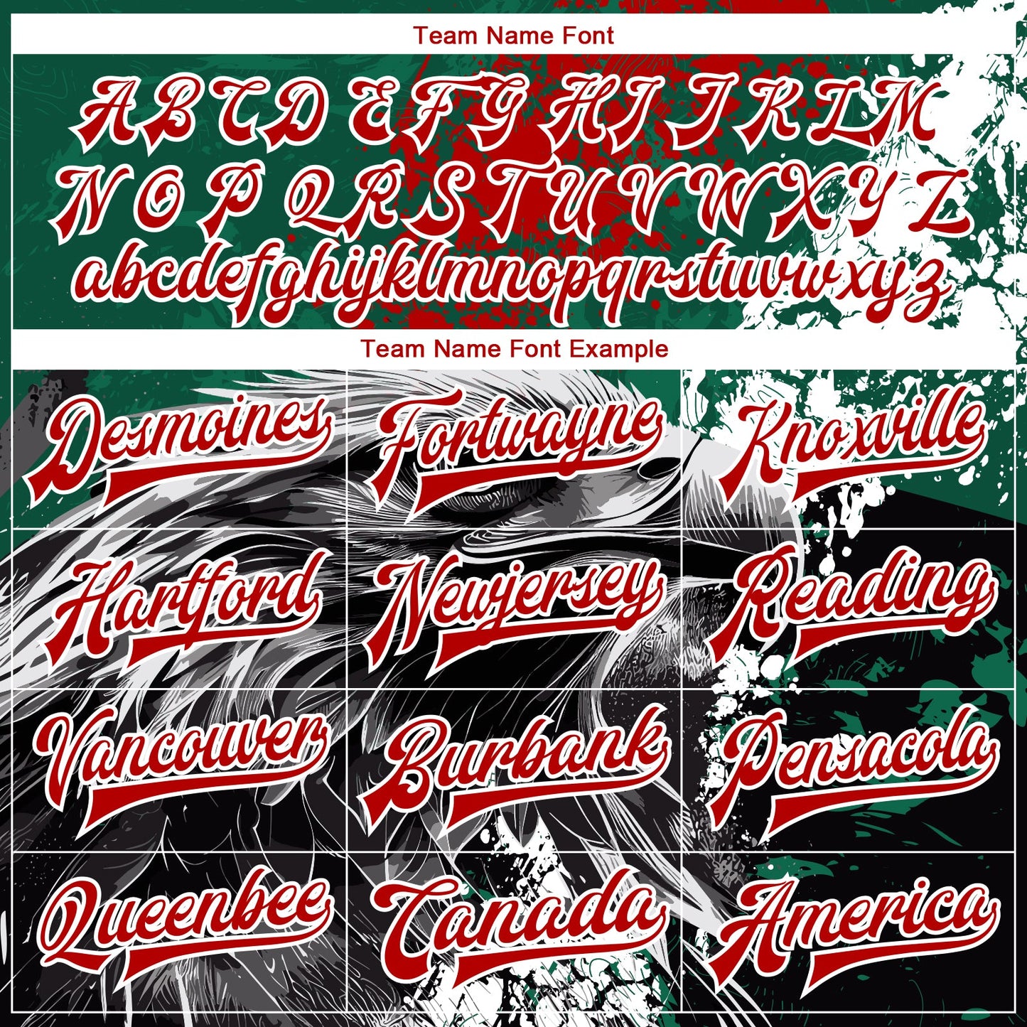 Custom Kelly Green Red-White Eagle Mexico 3D Bomber Full-Snap Varsity Letterman Jacket view 6