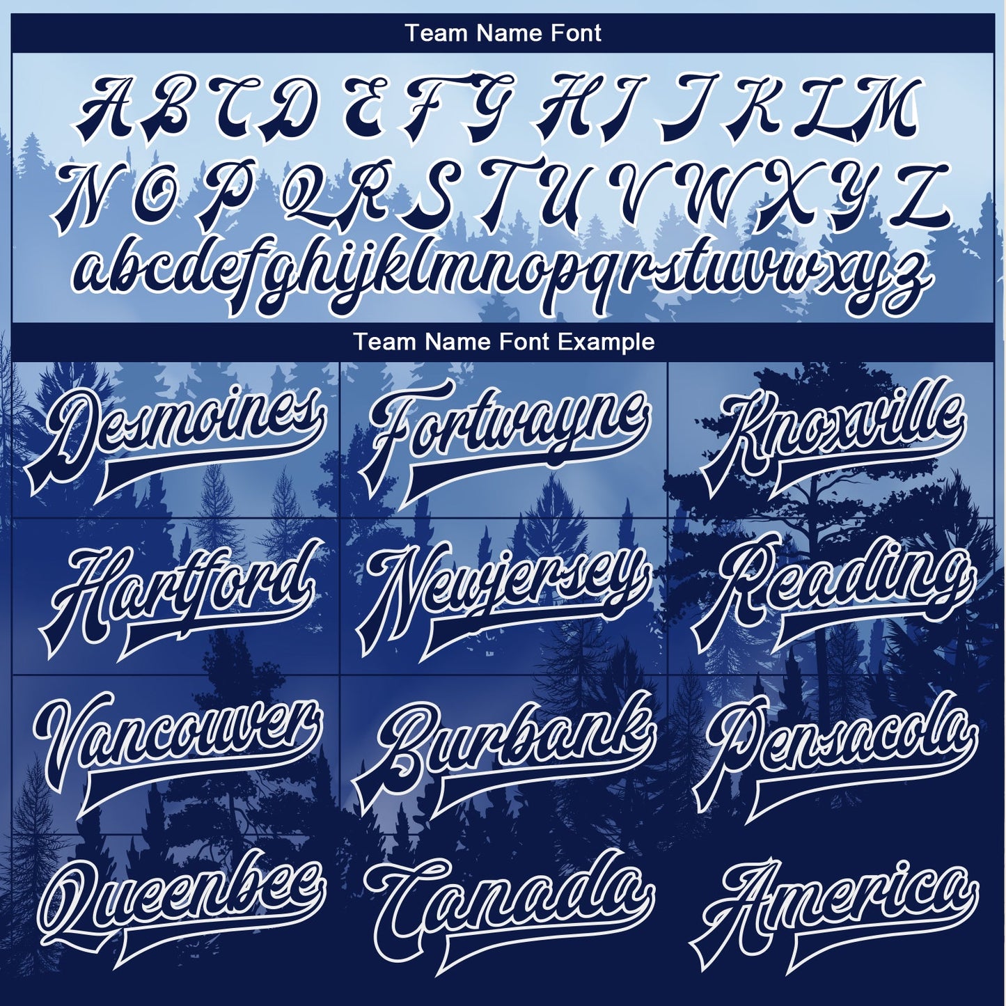 Custom Royal Navy-White Pine Forest With Fog 3D Pattern Design Bomber Full-Snap Varsity Letterman Jacket view 6