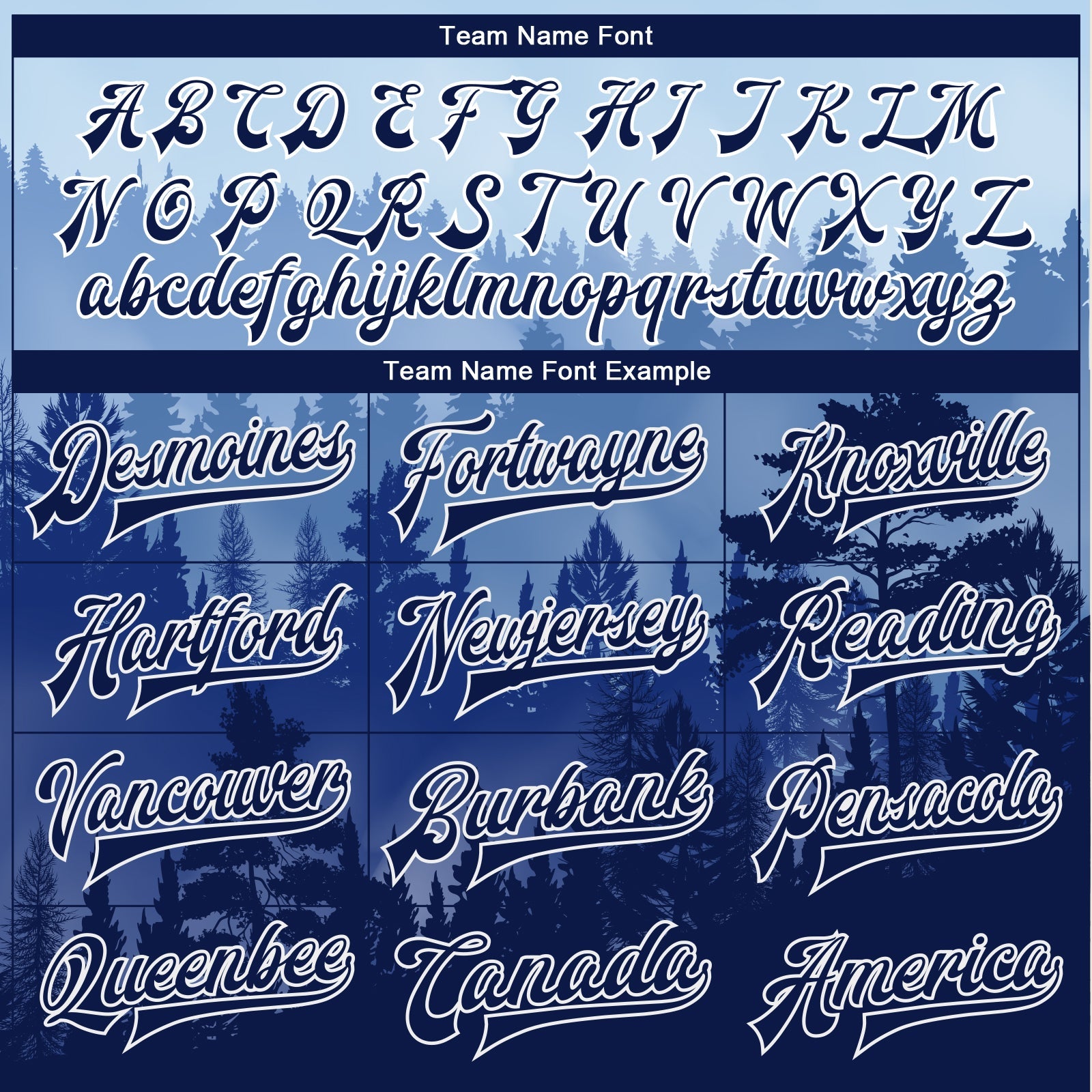 Custom Royal Navy-White Pine Forest With Fog 3D Pattern Design Bomber Full-Snap Varsity Letterman Jacket view 6
