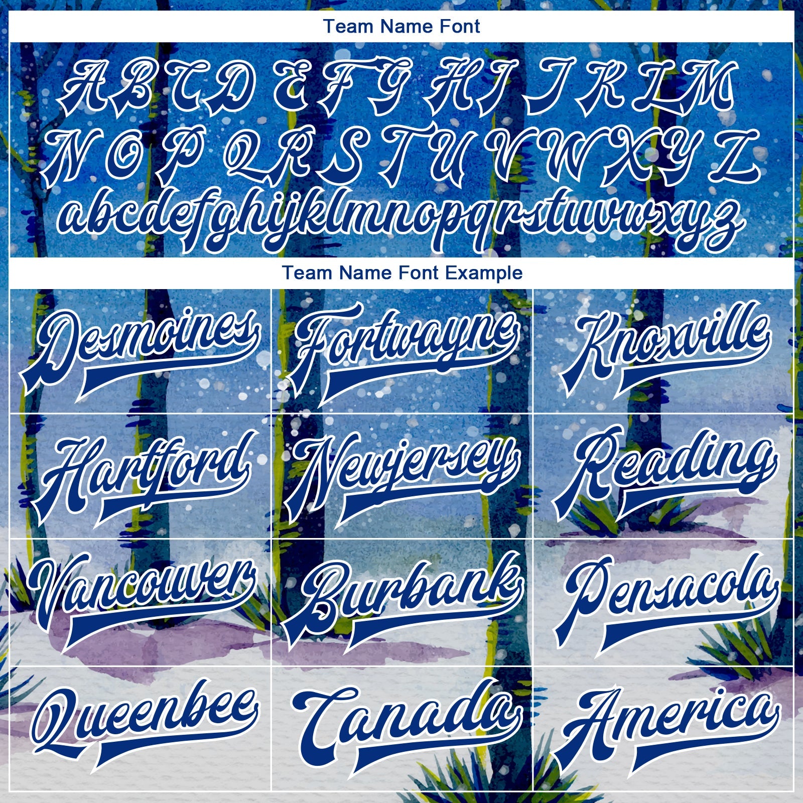 Custom Royal White Watercolor Forest With Trunks 3D Pattern Design Bomber Full-Snap Varsity Letterman Jacket view 6